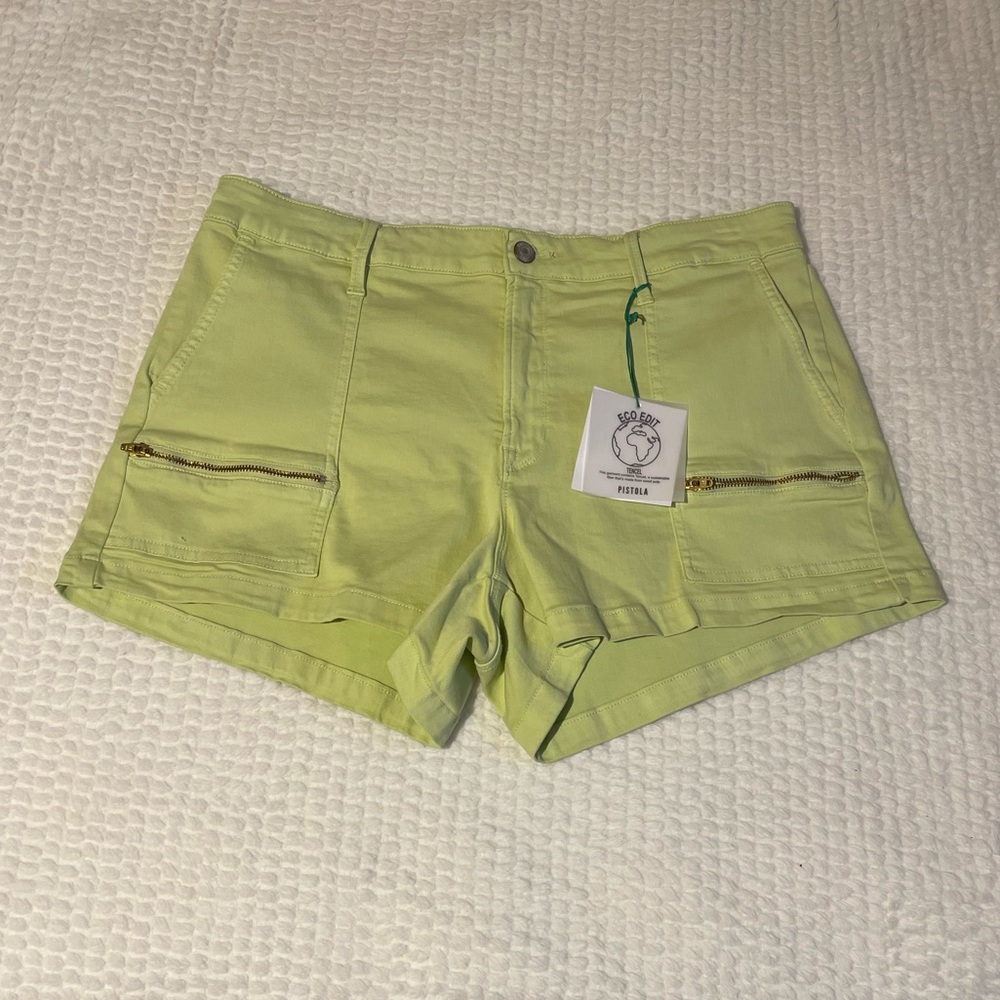 Pistola | Hannah Cargo Shorts in Limeade | Neon Green Fitted Cargo Shorts | NWT